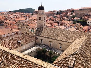 High angle view of houses in old town 