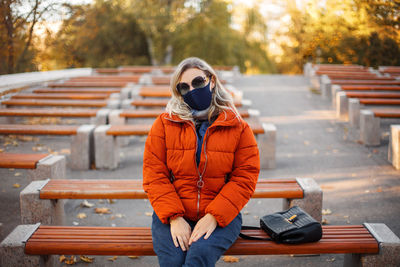 Woman sitting on bench