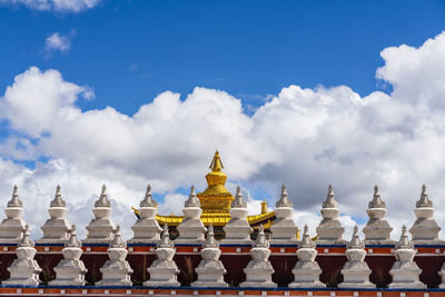 Panoramic view of temple building against sky