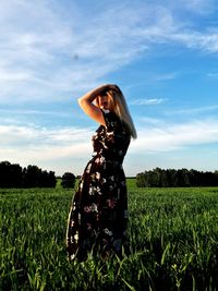 Woman standing in farm