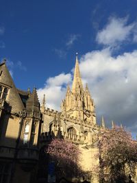 Low angle view of cathedral against blue sky