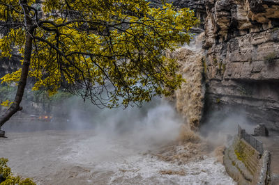 Scenic view of waterfall