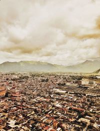 High angle shot of townscape against sky
