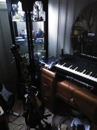 Close-up of piano keys at home