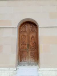 Closed door of building