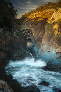 Scenic view of waterfall