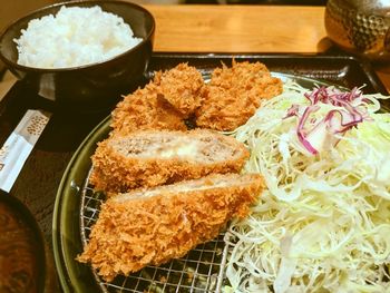 High angle view of food on table