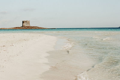 Scenic view of beach against clear sky