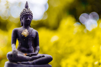 Close-up of statue against temple