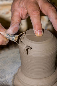 Close-up of hands working