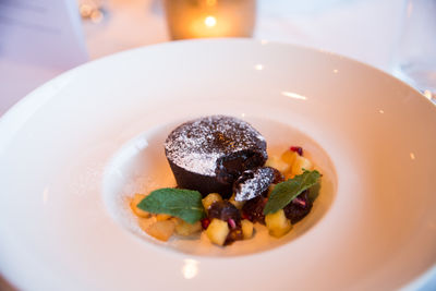 Close-up of dessert served in plate