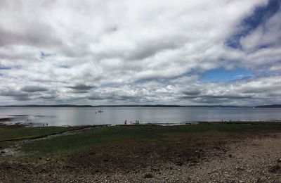 Scenic view of sea against cloudy sky