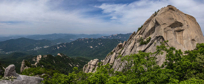 View of mountain against cloudy sky