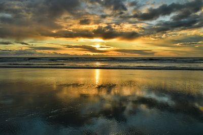 Scenic view of sea against cloudy sky