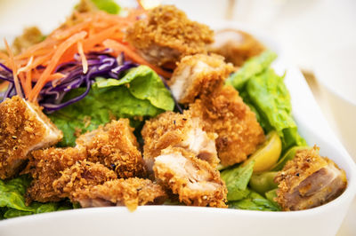 Close-up of meal served in plate