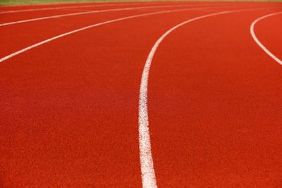 Close-up of red running track