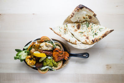 High angle view of food on table