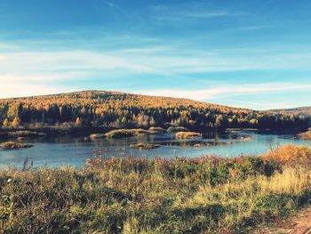 Scenic view of lake against sky