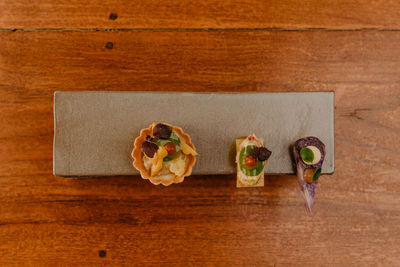 High angle view of food on table