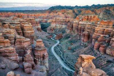 Aerial view of rock formations