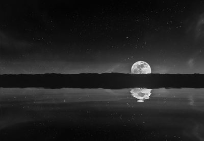View of calm lake at night
