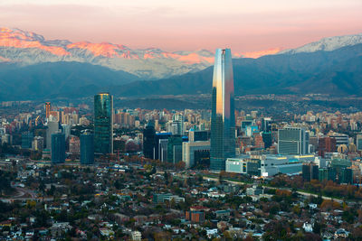 High angle view of buildings in city