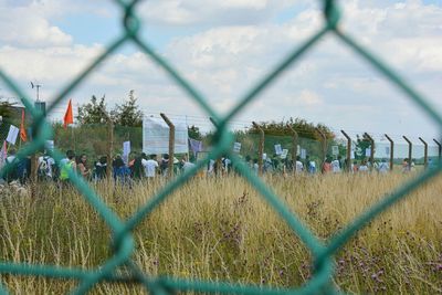 Chainlink fence on field