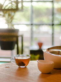 Close-up of tea served on table