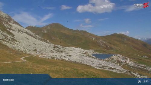 Scenic view of land and mountains against sky