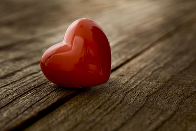 Close-up of heart shape on table