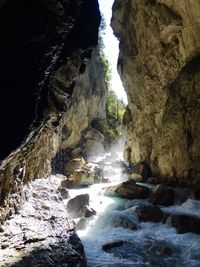 Low angle view of waterfall