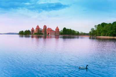 Scenic view of lake against sky