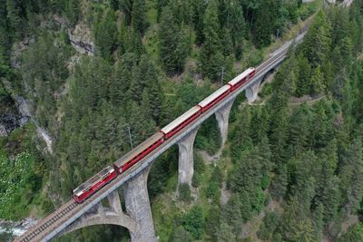 High angle view of railroad track