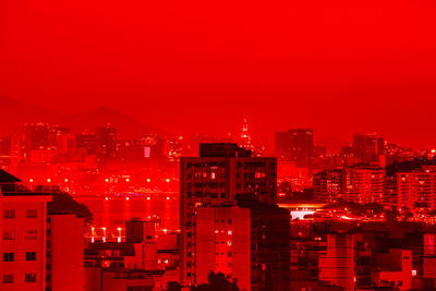 Long exposure urban night photography with buildings and lights in rio de janeiro, brazil