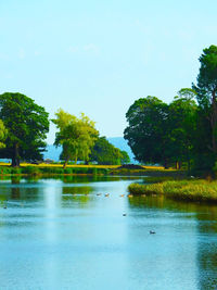 Scenic view of lake against sky