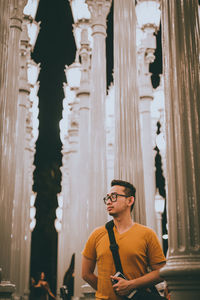 Young man looking at camera