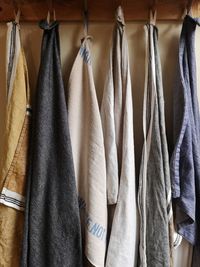 Close-up of clothes hanging on rack