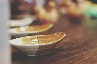 Close-up of tea cup on table in restaurant