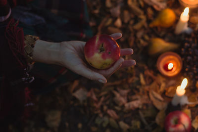 Close up hand with fruit concept photo