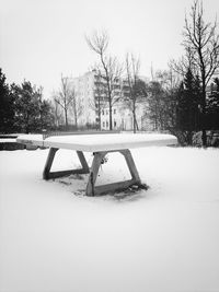 Bare tree on snow covered field