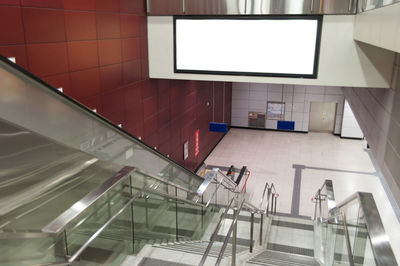 High angle view of escalator