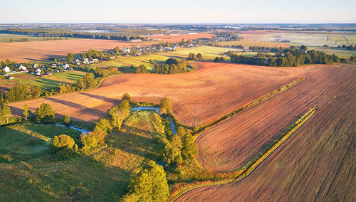 High angle view of agricultural field