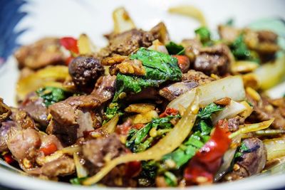 Close-up of meal served in plate