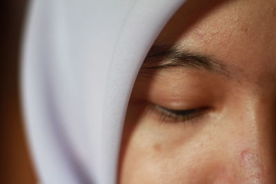 Extreme close-up of woman