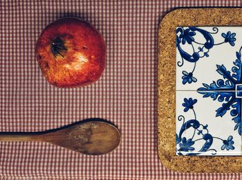 High angle view of bread on table