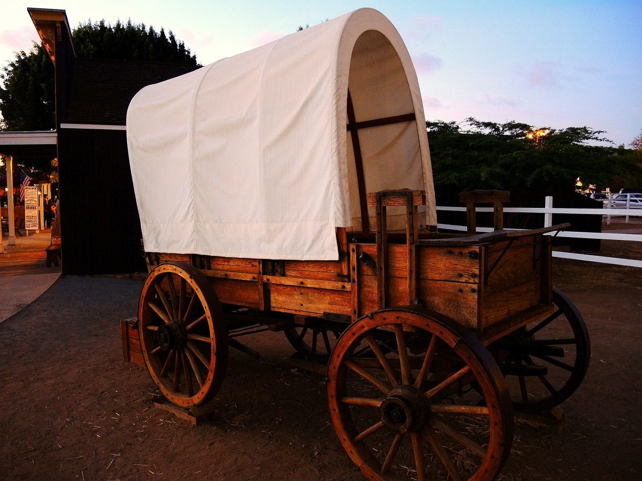 Horse drawn covered wagon