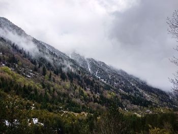 Scenic view of snow covered mountains against sky