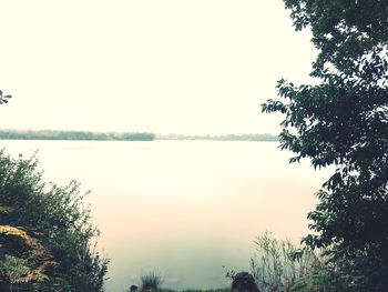 Scenic view of lake against clear sky