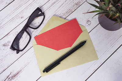 High angle view of sunglasses on table