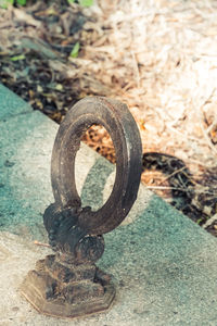 Close-up of rusty wheel